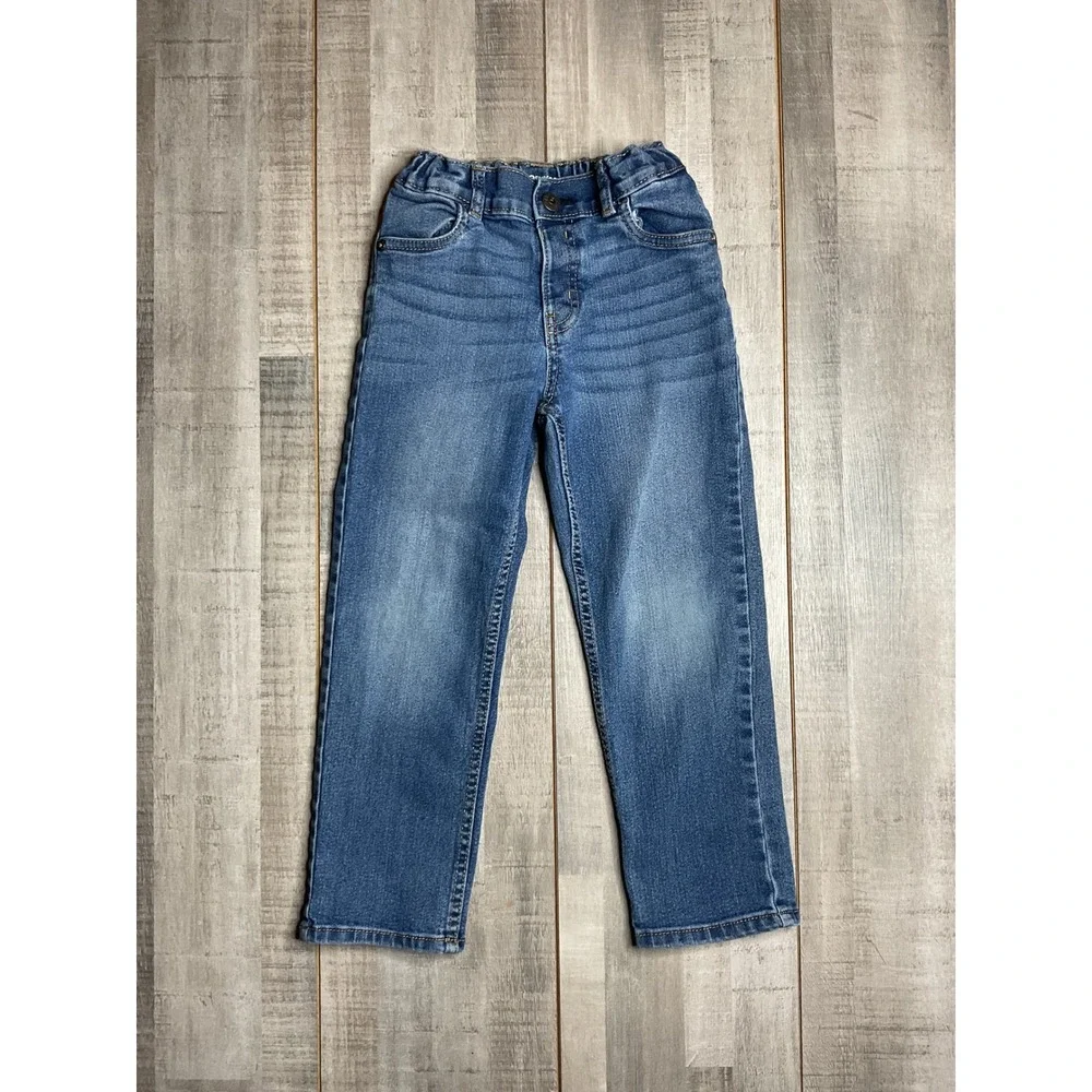 OshKosh Bgosh Boys 5T Classic Straight Jeans Medium Wash Adjustable Waist Denim